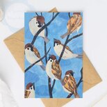 （108）７羽のスズメたち　ポストカード　3枚セット