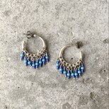 Vintage 90s USA retro blue beads fringe hoop pierce