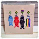 【手刺繍】こいのぼりのパネル飾り