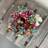 母の日　紫陽花の可愛いリース（ピンク）