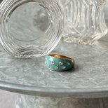 R431-ヴィンテージリング U.S.A. 1970's Turquoise Blue Enamel Rhinestones
