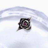 薔薇ピアス｜ルビー シルバー925｜片耳用