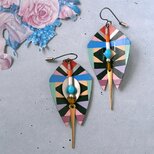 paper art african pattern dangle ヴィンテージピアス