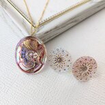 【1点限定】アクセサリー 優美なピンクオーバル チェコガラスボタンのアンティークセット