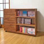 天然木 bookcase wide size 本棚 引出し付き