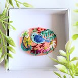 ことりと草花の刺繍ブローチ(botanical）#4