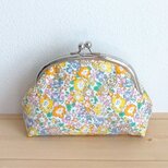 リバティ　がま口ポーチ　12cm　花柄　ミシェル　イエローオレンジ　730