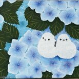 紫陽花とシマエナガ