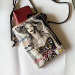 1点物　オランダ生地　スマホショルダー　WOMAN　柄　スマホ入れ　スマホポシェット