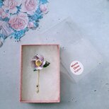bone china purple flower ボーンチャイナ ヴィンテージブローチ