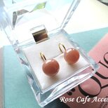 （1455）高品質オレンジムーンストーン✨サージカルステンレスSUS316フックピアス✨ゴールドカラー。・。・(^^♪