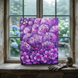 紫陽花 ハンドメイド絵画【永遠に咲く雨の宝石】油絵 原画 初夏 インテリア 壁掛け 花 アジサイ