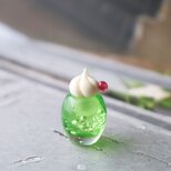 ガラスのクリームソーダ（小）★ガラスのミニチュア喫茶店★