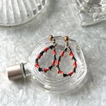 P794-ヴィンテージピアス U.S.A. 1980's Red and Black Enamel Twisted Hoop