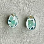 水色シェルのレジン✴︎梅雨のレインドロップピアス
