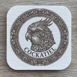 インコ（オカメインコ）の紋章コースター 4枚セット アンティーク調（珪藻土配合）