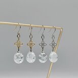 手作りガラスの泡玉ピアス クリスタルクリア ★金具変更OK ドロップ 雫 しずく ★送料無料