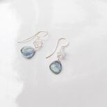 1粒のフローライトとダブルポイント水晶ピアス
