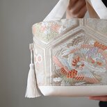 【西陣織　服部織物　亀甲繋ぎに鳳凰・花模様　帯リメイク　トートバッグ】日常使い、結婚式、パーティー、お呼ばれの日に。