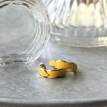 P803-ヴィンテージピアス U.S.A. 1980's Mustard Yellow Enamel Hoop