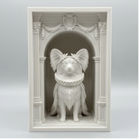 犬（パピヨン）の3Dプリント ブックヌーク 白PLA 本棚インテリア