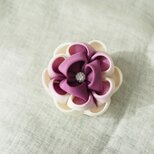 つまみ細工☆アンティーク2wayクリップ牡丹☆紫グラデ☆