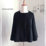 【黒】ウールAラインラグランスリーブショートコート❤︎