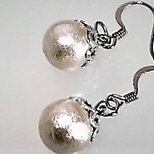 コットンパール1粒・菊座・ピアス【シルバー】の画像