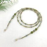 チェコガラス メガネチェーン グラスコード メガネストラップ　オリーブ グリーン 黄緑