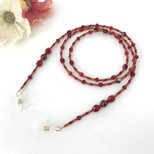 チェコガラス メガネチェーン グラスコード メガネストラップ　赤 レッド ビーズ めがね