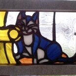 ステンドグラス　猫小額　「すりすりねこ」