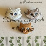 cat　USA　button　2匹（白猫＆グレー猫）の画像