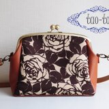 がま口ショルダー◆ブラウンローズ◆