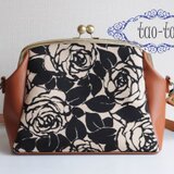 がま口ショルダー◆ブラックローズ◆