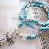Cross+Turquoise☆Long Necklace