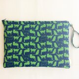 パソコンケース＆クラッチ ネイビー ねこ柄