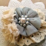 水色のコラージュレースのパッチン止め