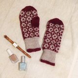 100%ウール 手編み手袋