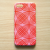 Android/iPhone7他各機種対応　スマホケース　北欧　和柄　七宝　幾何学　レッド　H2107B