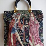 ゴブラン織：恋人たちの手提げバッグ（B-75）
