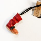 レザーワンストラップブーツネックレス<赤>