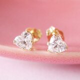 ハートキュービックジルコニアCZダイヤのスタッドピアス４mm／シグニティ社製14KGF