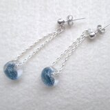 silver925使用/アメリカ製ティアドロップガラスビーズ　パリジアンブルー/ピアス（イアリングに変更可）