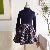 [ 受注生産 ]あったかフレアースカート　タータンチェック（グレー×赤）