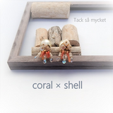 サンゴとシェルのフリンジ風ピアス
