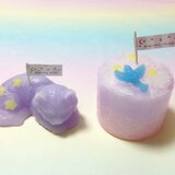 花畑の青い鳥と星猫(キャンドル)