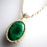 ヘンプ×マラカイト　ペンダント*マクラメ