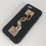 ブラックソフトケースにジュエリー風のバンド iPhoneケース