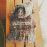 輸入糸　ふわふわマフラー*pure gray