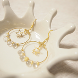 ～ 星の雫 ～　ドロップビーズとゆらめく星のピアス／イヤリング